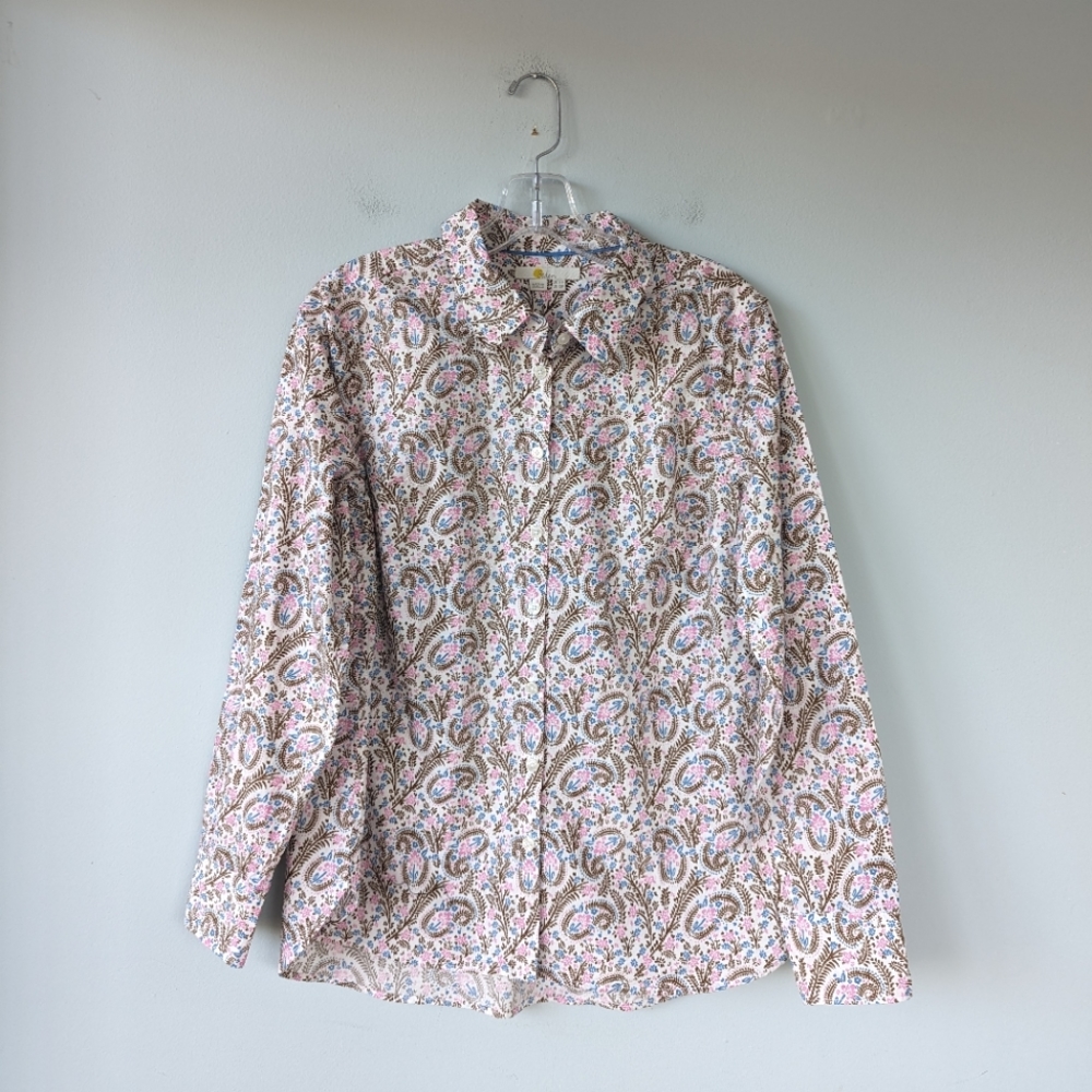 Boden Petite Women's The Cotton Shirt Paisley Floral Print Button Up Shirt - Picture 3 of 8